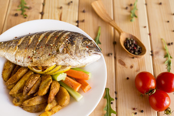 Grilled dorado fish with lemon
