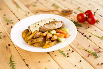 Delicious piece of turkey melted creamy sauce