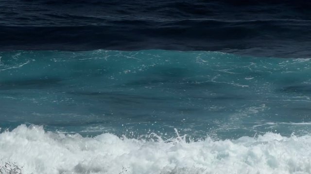 Close-up of a waves breaking on the shore of the beach, front view.Time Lapse. 