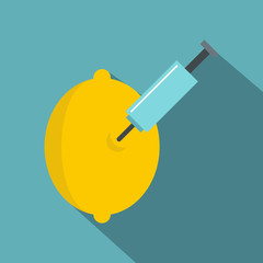 Injection of lemon icon, flat style