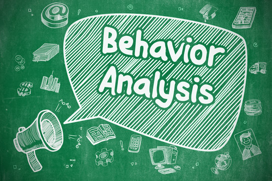 Behavior Analysis - Doodle Illustration on Green Chalkboard.