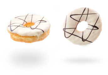 White chocolate donut isolated on white