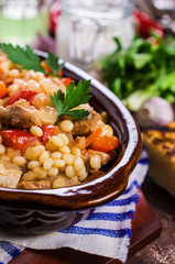 Pasta with vegetables and meat