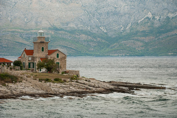 Fototapeta na wymiar lighthouse in Sucuraj, Hvar Island, Croatia