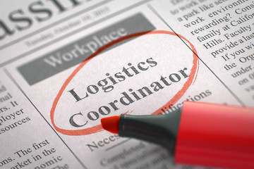 Job Opening Logistics Coordinator. 3d.