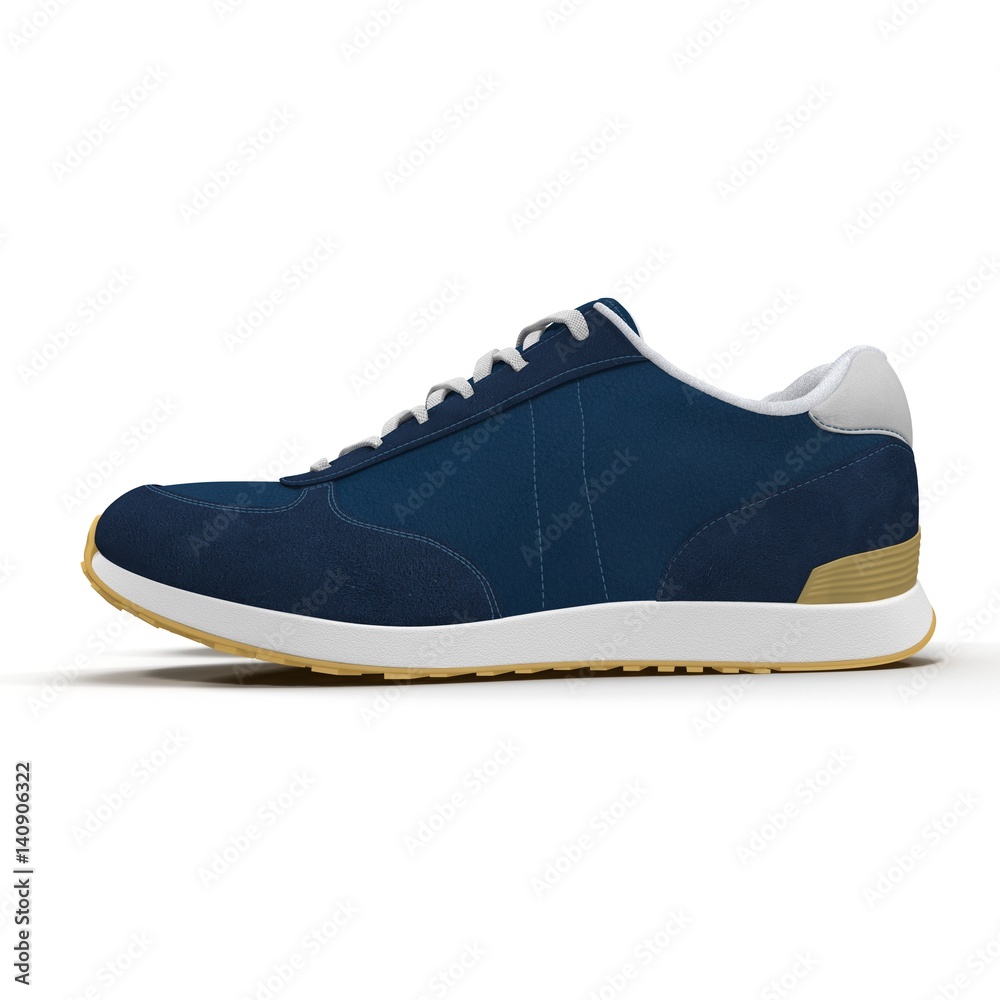 Wall mural pair of blue sport shoes on white. 3d illustration