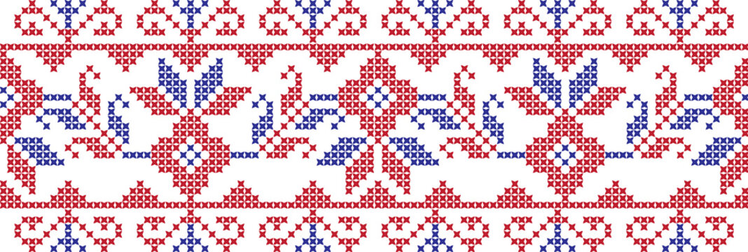 Embroidered cross-national pattern
