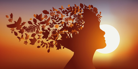 Cheveux - Nature - Visage, Profil - Rêve - Imagination - Coucher de soleil © pict rider