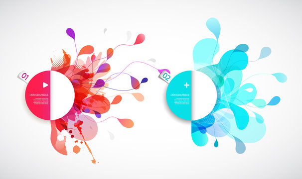 Set of abstract colored flower background with circles.