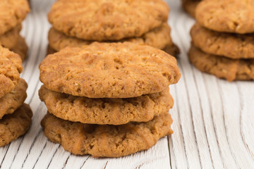 Cookie on old white wooden table.