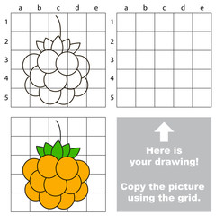 Copy the image using grid. Cartoon berries.