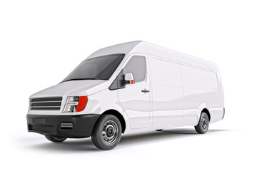 Commercial Van Isolated on White with Shadow 3d Illustration