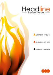 Book cover design with fire flames. Vector.