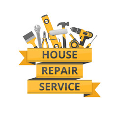 Home repair. Construction tools. Hand tools for home renovation and construction. Flat style, vector illustration.