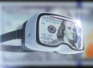 Virtual reality glasses, business, technology, internet and networking concept