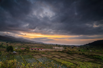 Naklejka premium Road to Mount. Rinjani, the mountain is in the Regency of North Lombok, West Nusa Tenggara and rises to 3,726 metres (12,224 ft), making it the second highest volcano in Indonesia.