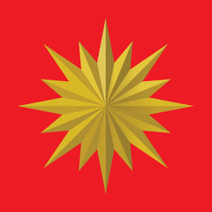 Golden star with multi side. Vector illustration of Golden medal