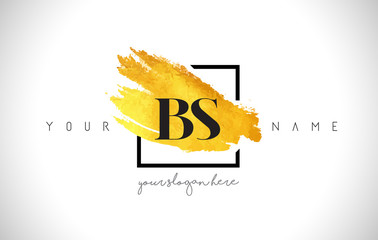 BS Golden Letter Logo Design with Creative Gold Brush Stroke