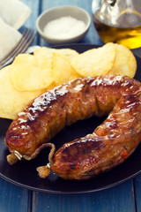  fried vegetarian smoked sausage with chips