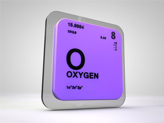 oxigen - O - chemical element periodic table 3d render