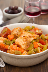 chicken stew with vegetables in dish
