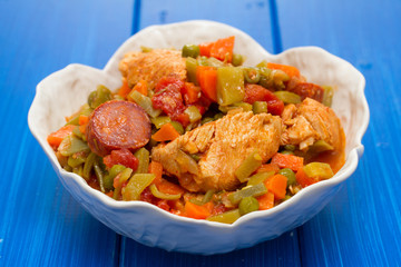 chicken stew with vegetables in dish