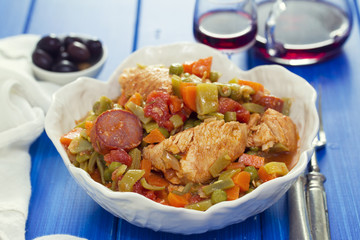 chicken stew with vegetables in dish