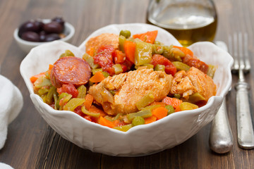 chicken stew with vegetables in dish