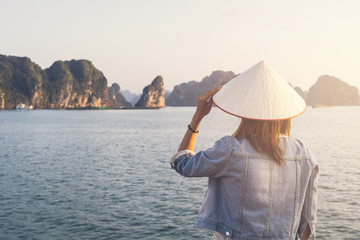 Woman traveler looking beautiful natural view