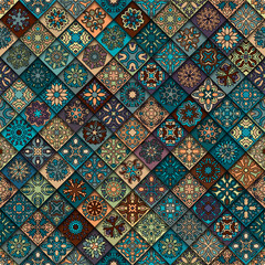Naklejka na ściany i meble Seamless pattern. Vintage decorative elements. Hand drawn background. Islam, Arabic, Indian, ottoman motifs. Perfect for printing on fabric or paper.