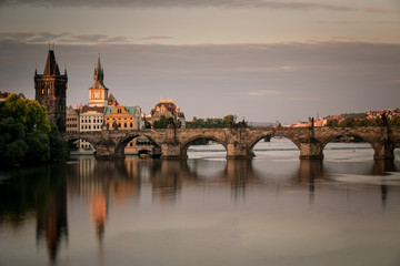 Naklejka na ściany i meble The Charles Bridge in Prague at sunrise