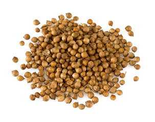 Coriander (cilantro seeds) isolated on white