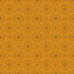 Celtic seamless pattern in Medieval style in warm orange shades. Plexus background endless repeat backdrop, texture, wallpaper. Stock vector