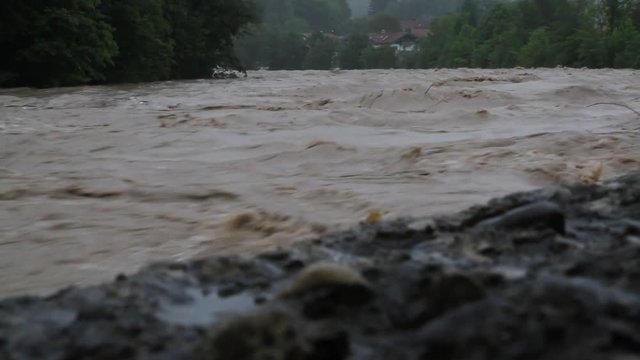 Flooded river in Bavaria, Germany