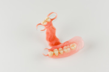 new dentures on a white background
