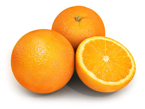 Three Orange on white background