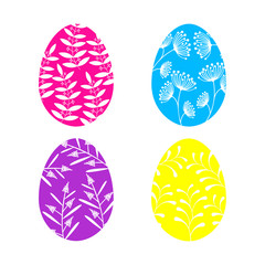 Easter eggs vector icon background. Flat style of colorful eggs with floral pattern. Vector illustration on white