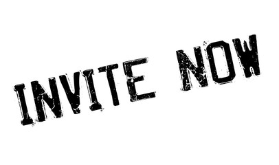 Invite Now rubber stamp. Grunge design with dust scratches. Effects can be easily removed for a clean, crisp look. Color is easily changed.