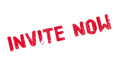 Invite Now rubber stamp. Grunge design with dust scratches. Effects can be easily removed for a clean, crisp look. Color is easily changed.