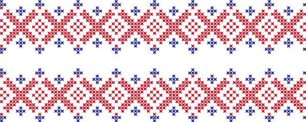 Embroidered cross-national pattern