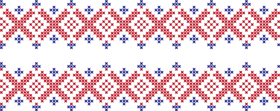 Embroidered cross-national pattern