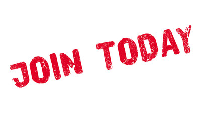 Join Today rubber stamp. Grunge design with dust scratches. Effects can be easily removed for a clean, crisp look. Color is easily changed.