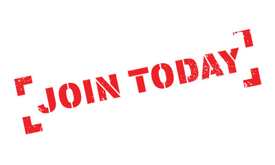 Join Today rubber stamp. Grunge design with dust scratches. Effects can be easily removed for a clean, crisp look. Color is easily changed.