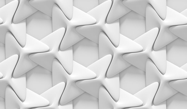 White shaded abstract geometric pattern. Origami paper style. 3D rendering background.