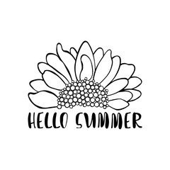 Naklejka premium Hello summer. Sunflower. Isolated vector object on white background.