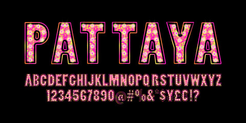 Fototapeta na wymiar Pattaya. Vintage tropical font.