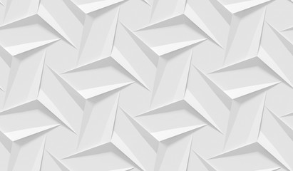 White shaded abstract geometric pattern. Origami paper style. 3D rendering background.