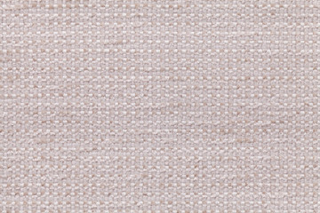Beige textile background with checkered pattern, closeup. Structure of the fabric macro.