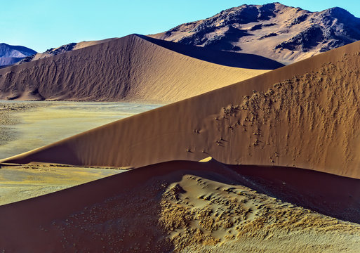 Dunes in Sossusvlei plato of Namib Naukluft National Park - Namibia, South Africa