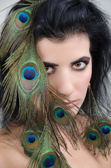 Naklejka premium girl with feathers